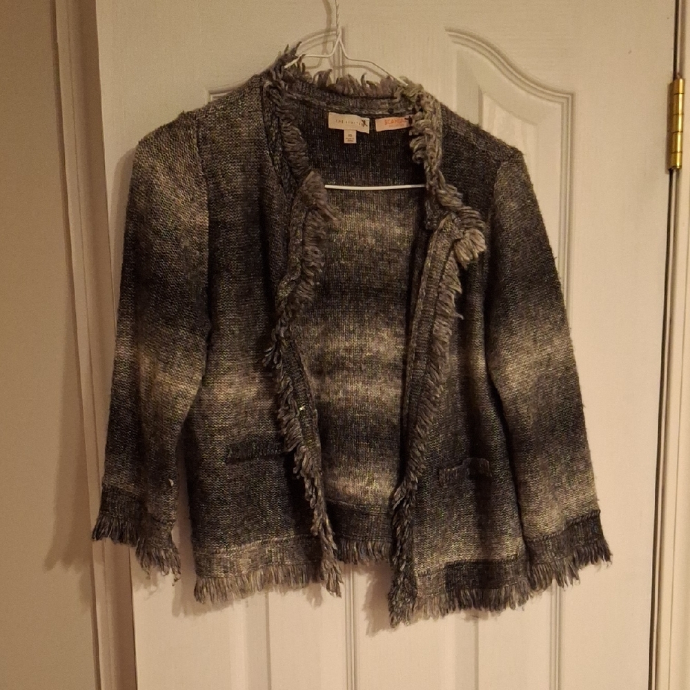 The Limited Charcoal Fringe Sweater